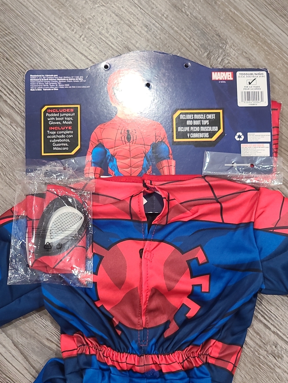 Rubie's Red and Blue Webbed Muscle Kids Costume Size 3-4T - Picture 5 of 5